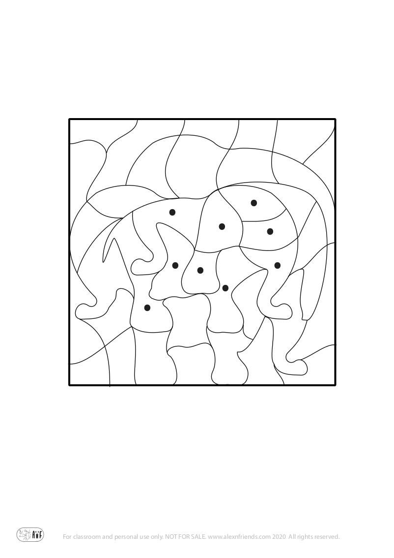 Coloring Puzzle - Elephant