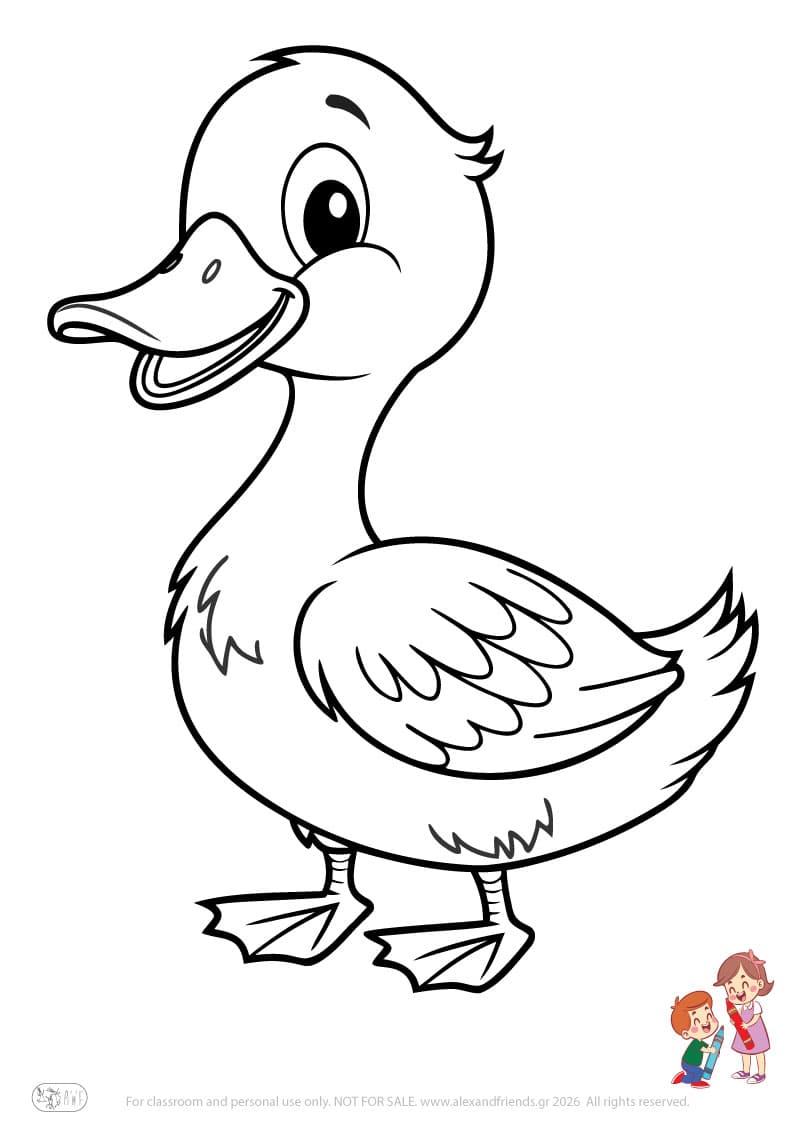 Duck. Animal coloring pages for preschoolers