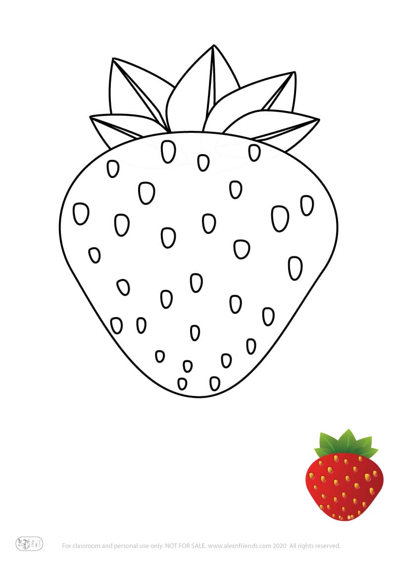 Learning activity for kids. Free printable coloring page of a strawberry