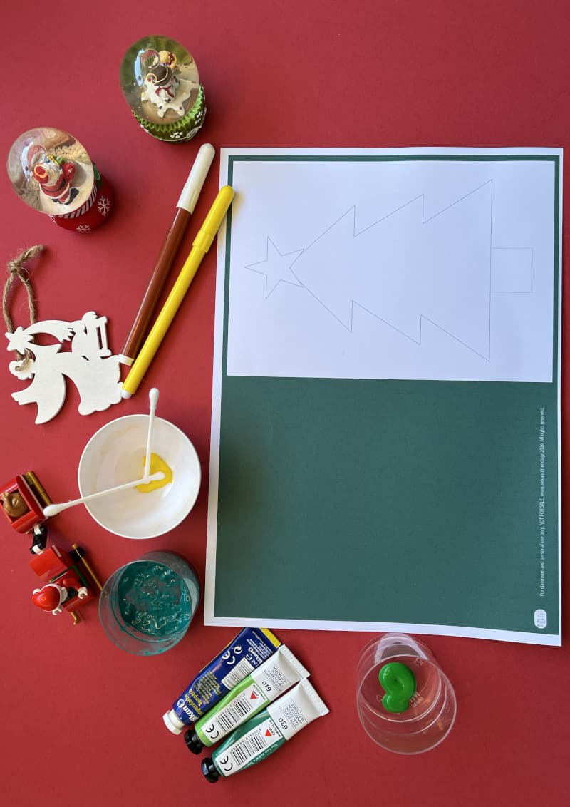 Εύκολη κάρτα με Χριστουγεννιάτικο δέντρο ή μπάλα