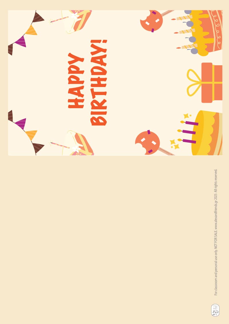 Birthday card - Presents, Birthday cakes