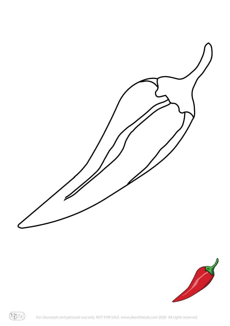 Learning activity for kids. Free printable coloring page of a pepper.