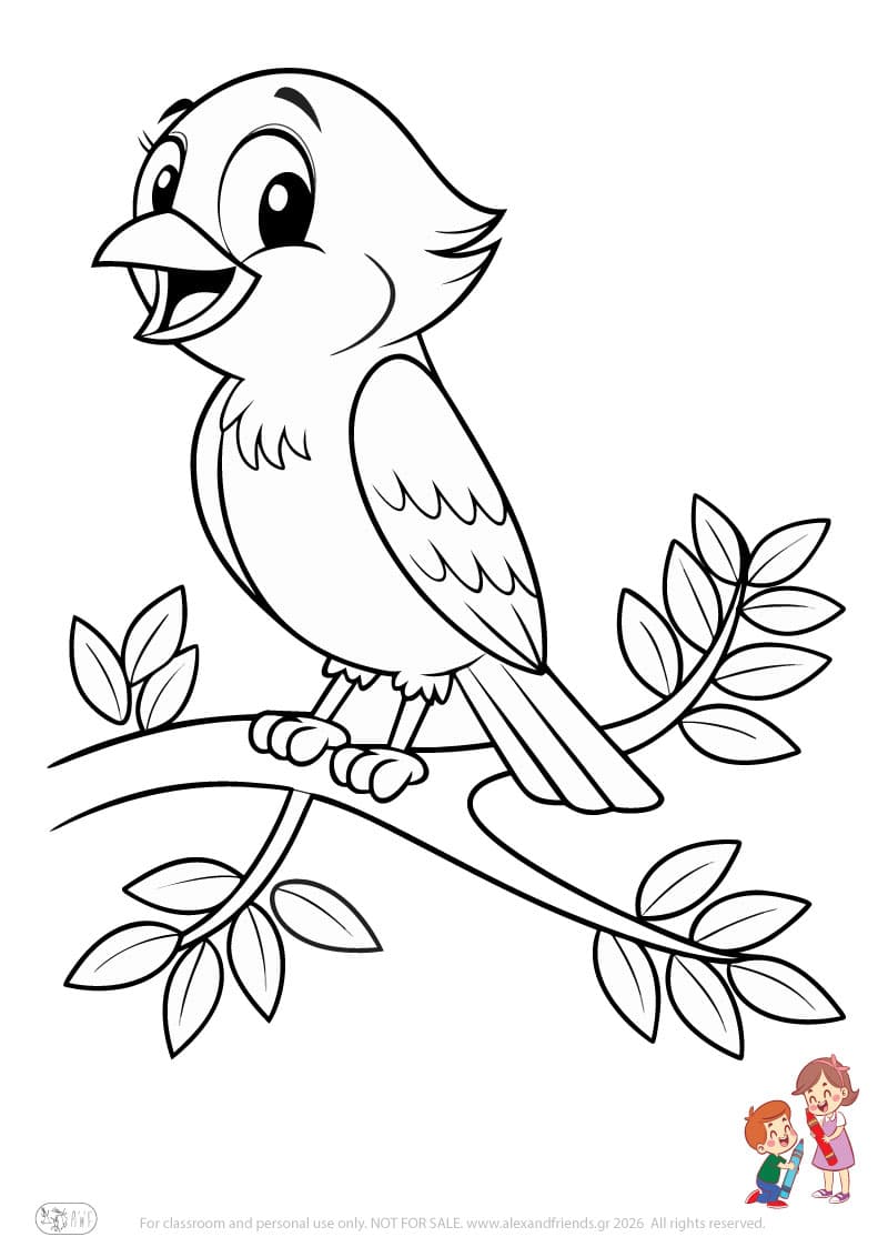 Bird. Animal coloring pages for preschoolers