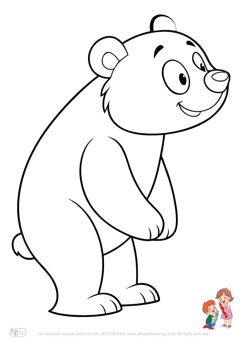 Bear. Animal coloring pages for preschoolers
