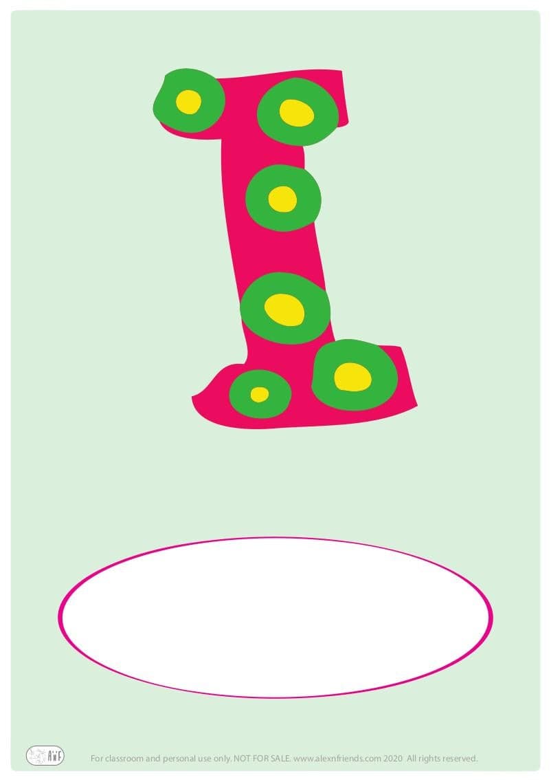 Free printable cover for kids' personal booklet with latin letter I.