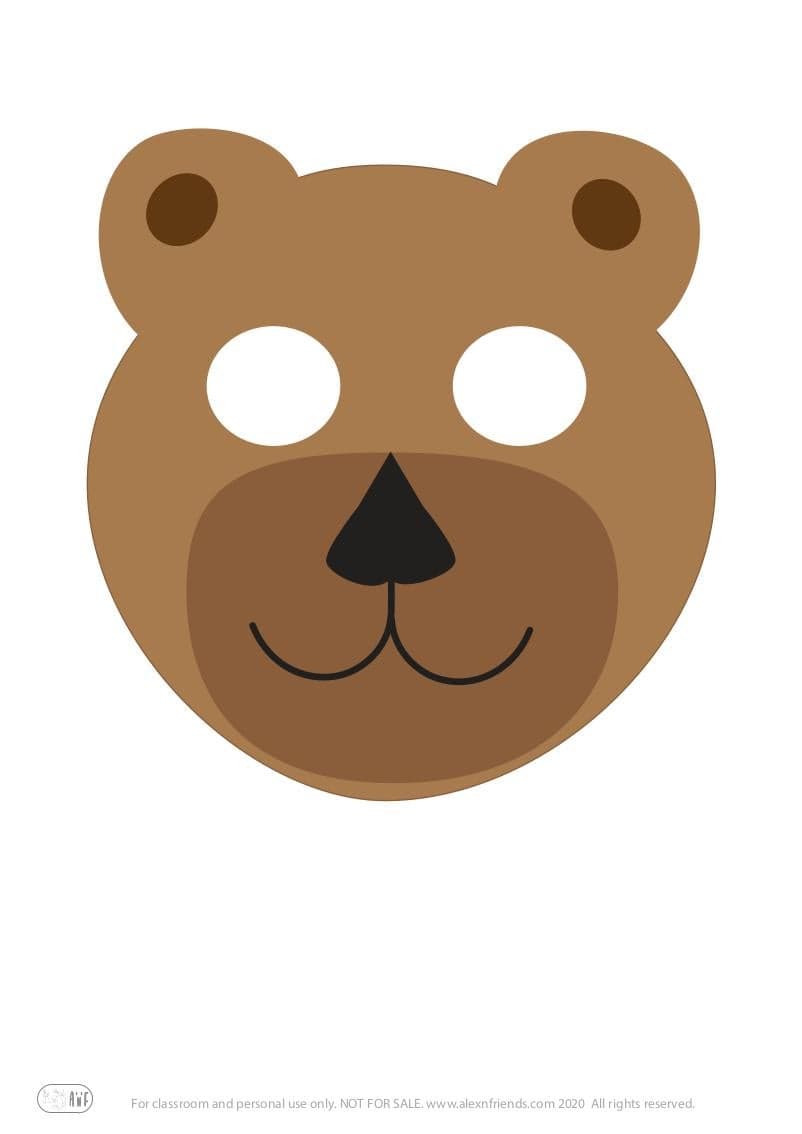 Δωρεάν εκτυπώσιμη χειροτεχνία για τις Απόκριες για παιδιά. Μάσκα αρκούδου.