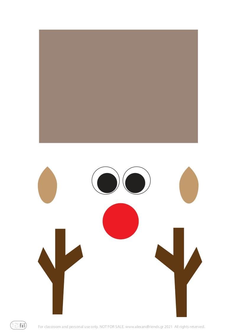 Free printable craft for kids for the holidays. Christmas and New Year's. Paper roll Rudolf the reindeer.