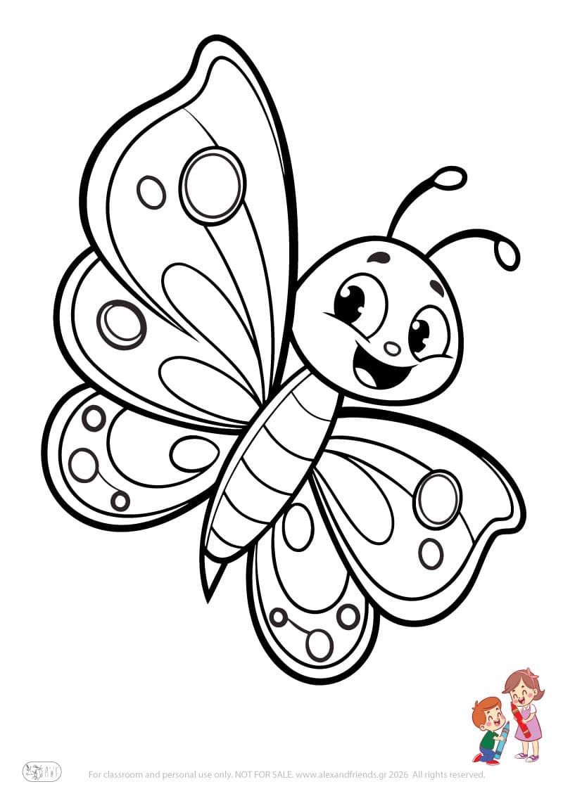 Butterfly. Simple coloring page printable for toddlers and preschoolers