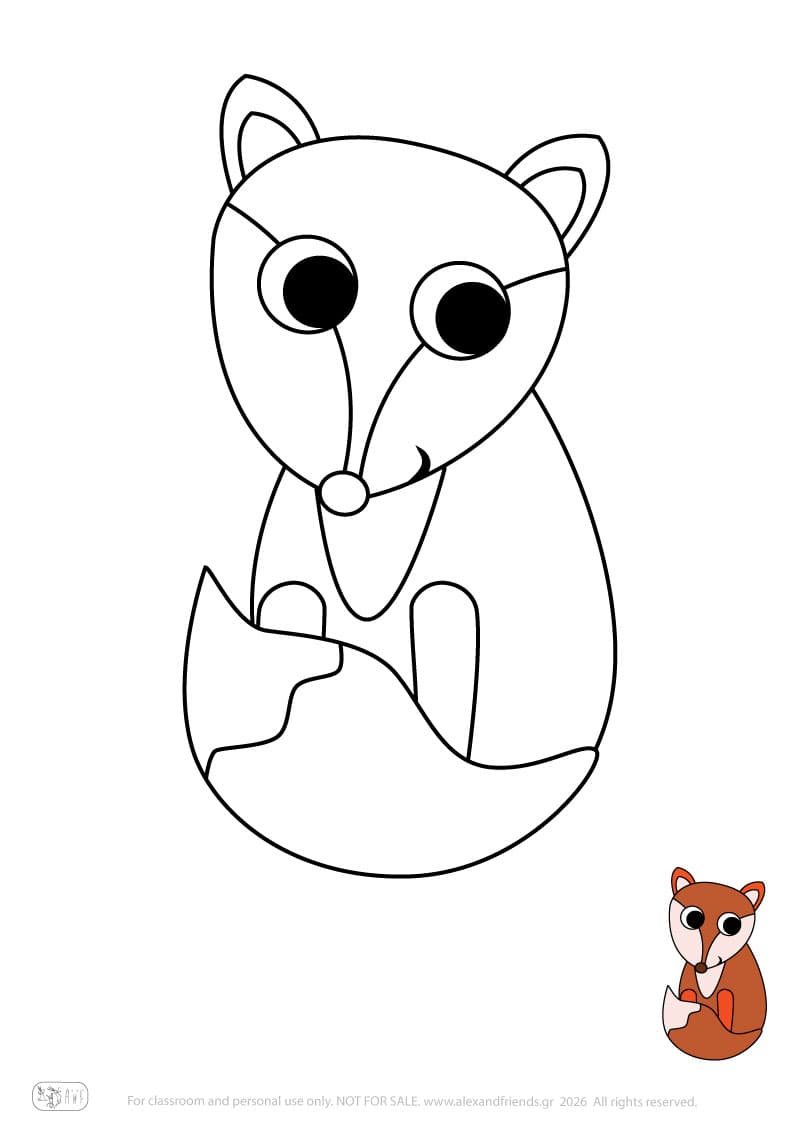 Fox. Printable animal coloring pages for preschoolers collection – Alex'n'Friends