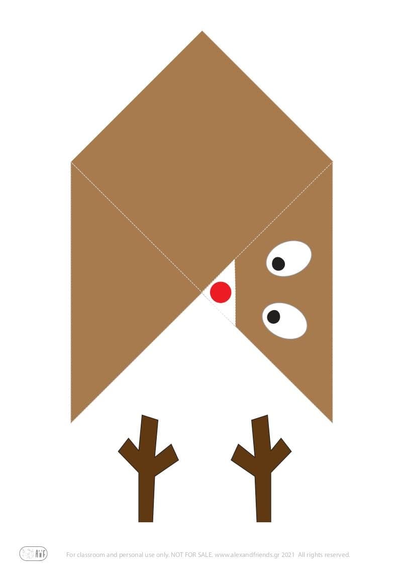 Free printable craft for kids for the holidays. Christmas and New Year's. Bookmark reindeer.