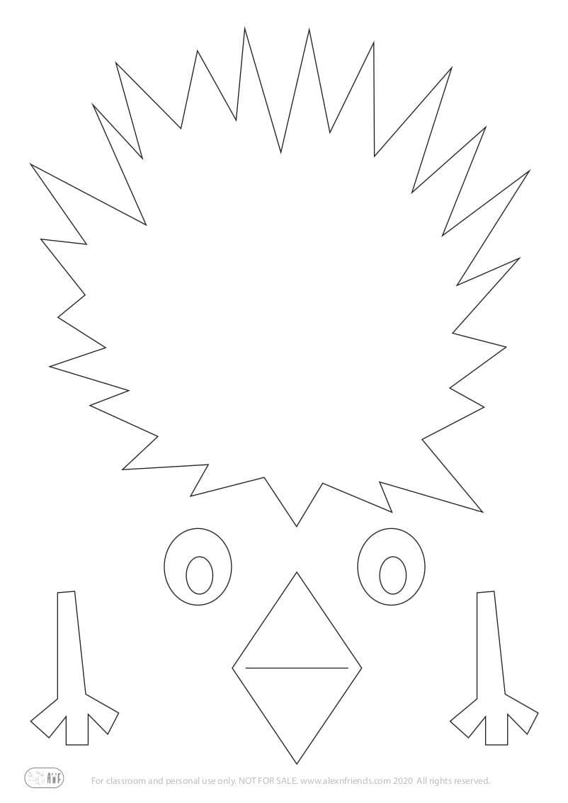 Free printable coloring page for Easter for kids. Craft. Chick.