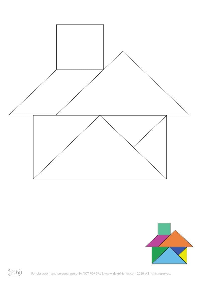 Tangram coloring page.