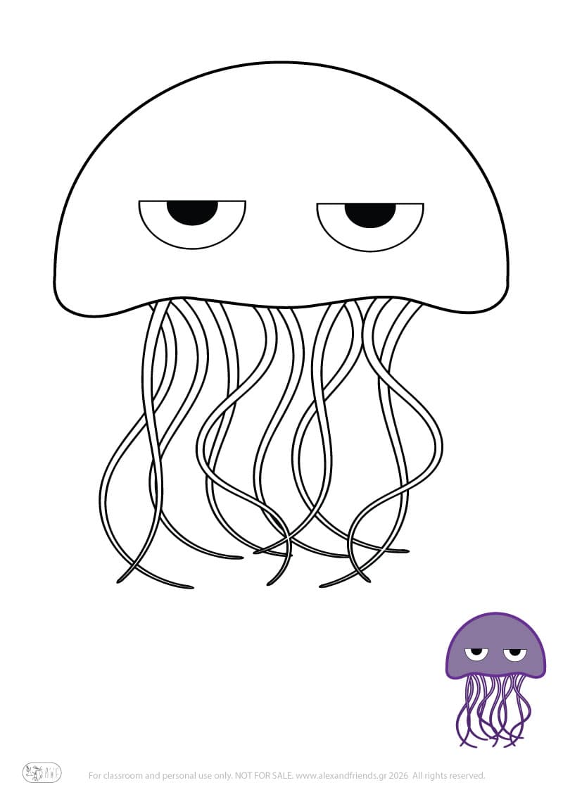 Learning activity for kids. Free printable coloring page of a jellyfish
