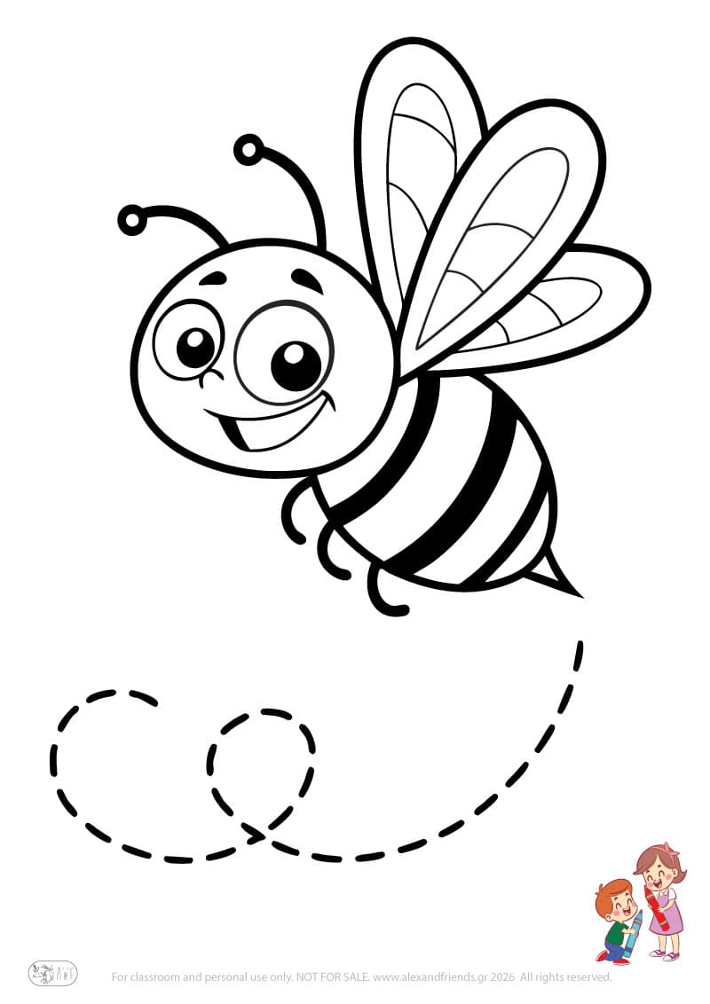 Bee. Animal coloring pages for preschoolers