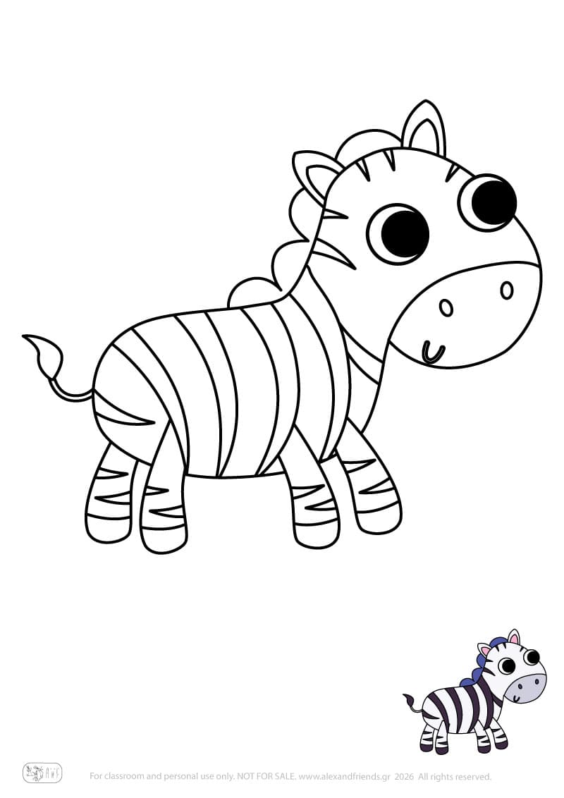 Zebra. Printable animal coloring pages for preschoolers collection – Alex'n'Friends