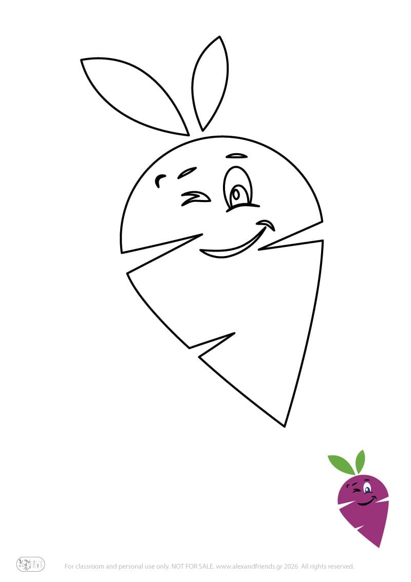 Learning activity for kids. Free printable coloring page of a beetroot