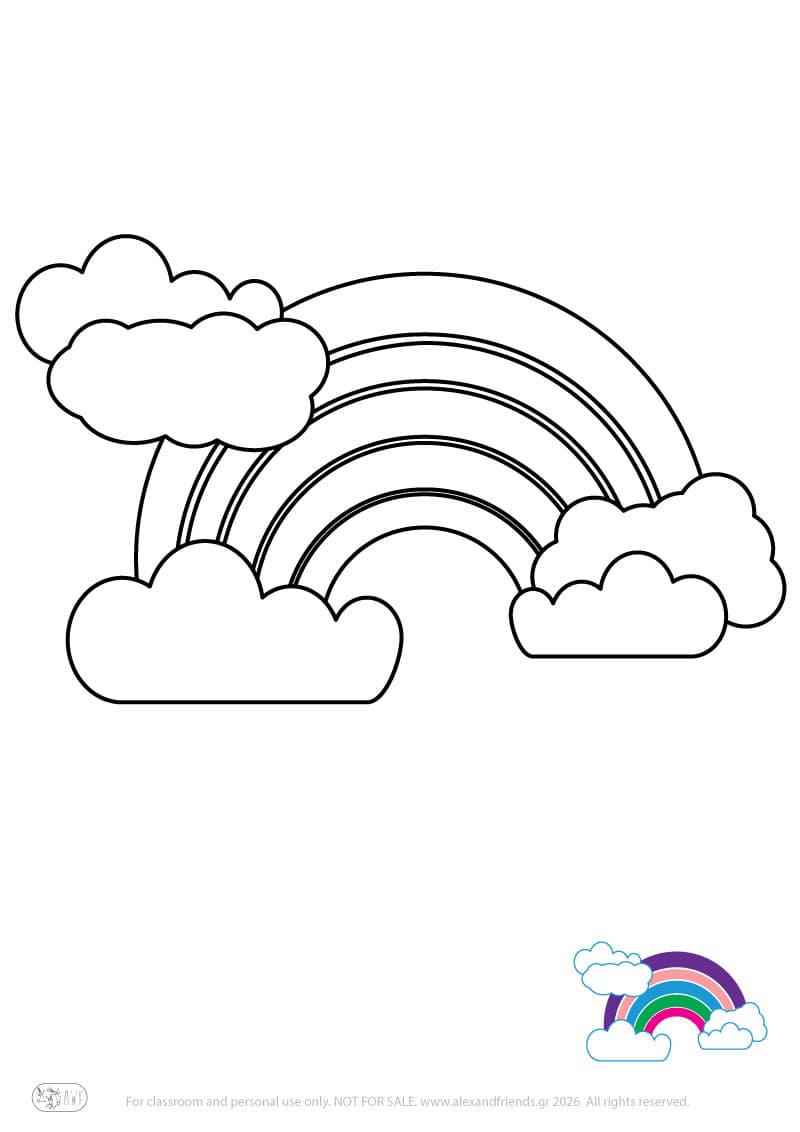 Εκπαιδευτική δραστηριότητα για παιδιά. Δωρεάν εκτυπώσιμο φύλλο ζωγραφικής με ουράνιο τόξο