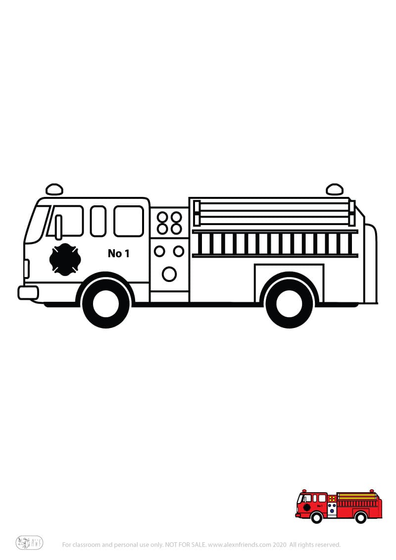 Εκπαιδευτική δραστηριότητα για παιδιά. Δωρεάν εκτυπώσιμο φύλλο ζωγραφικής με πυροσβεστική