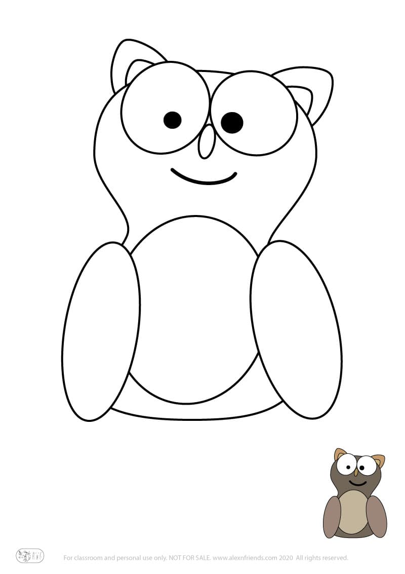 Learning activity for kids. Free printable coloring page of a owl