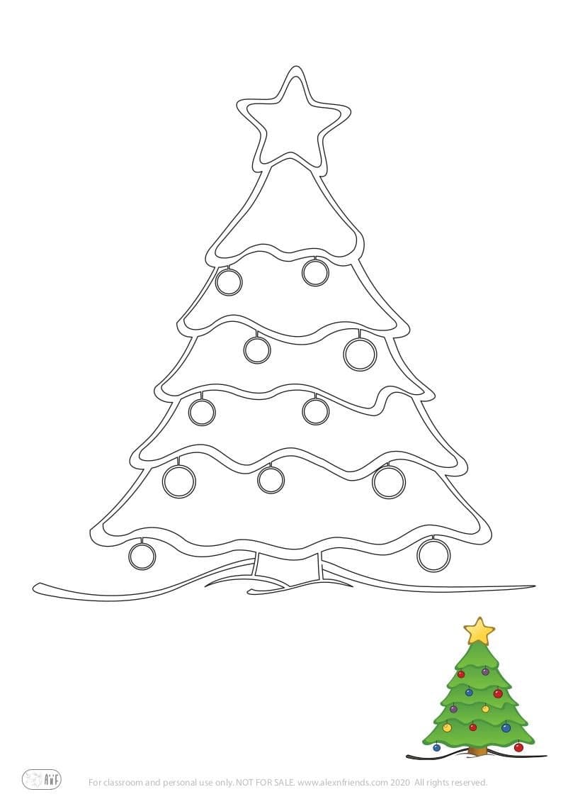Free printable holiday coloring page for kids. Christmas and New Year. Christmas Tree.
