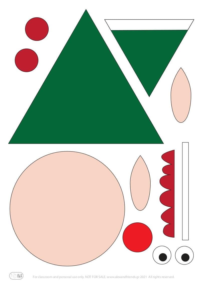 Free printable craft for kids for the holidays. Christmas and New Year's. Santa Claus elf.