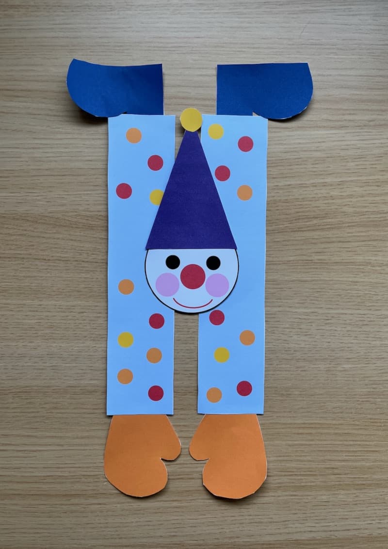 Αποκριάτικη χειροτεχνία κλόουν με κόψιμο και κόλληση για παιδιά προσχολικής ηλικίας