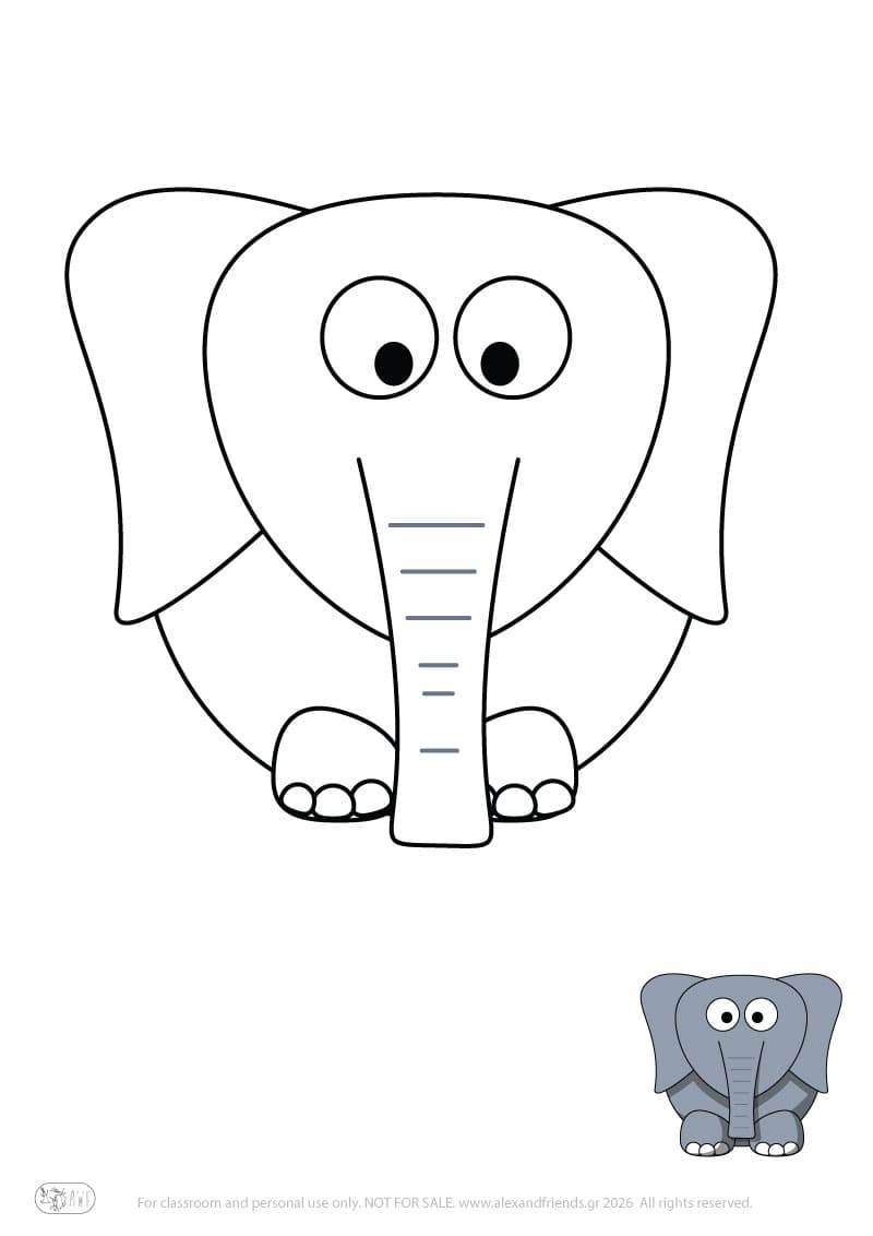 Learning activity for kids. Free printable coloring page of a elephant