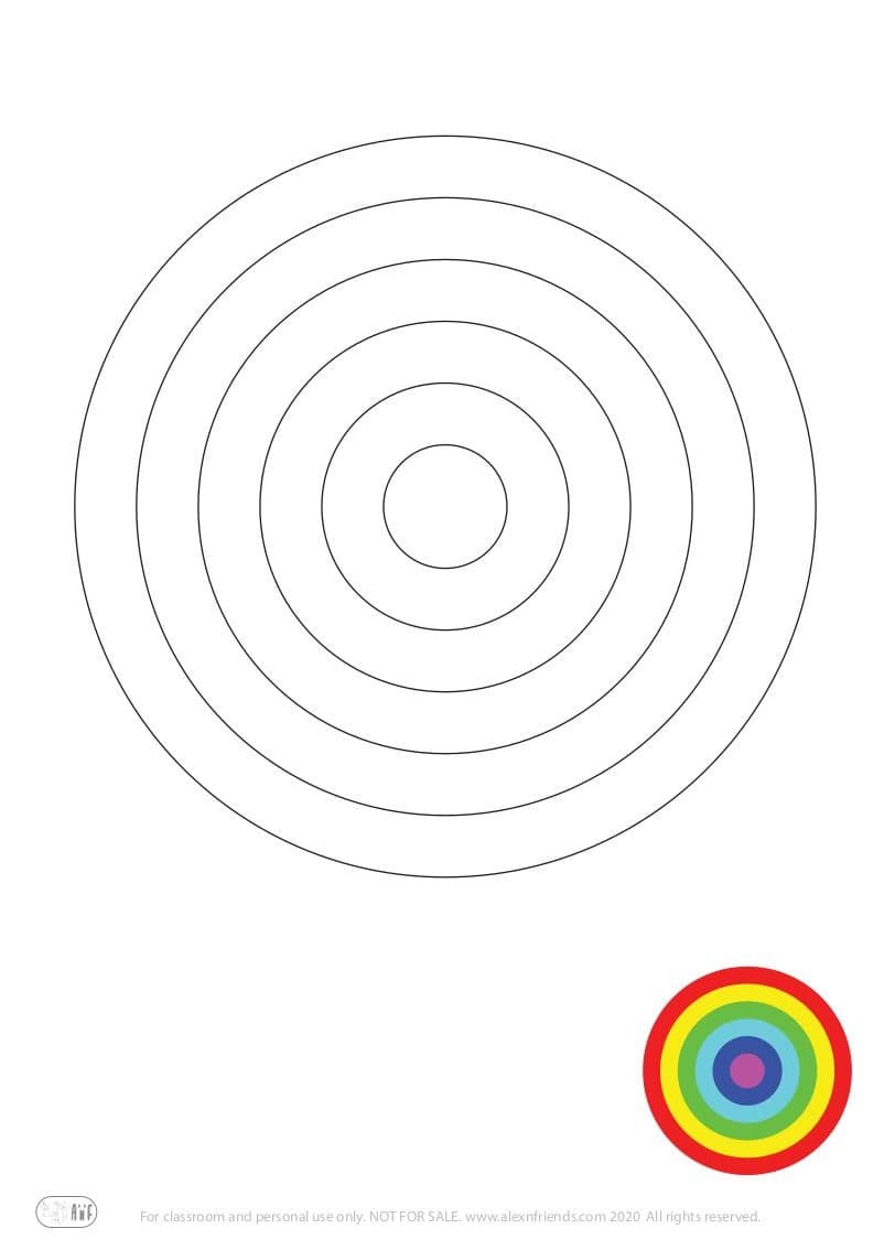 Free coloring page for kids. Learning shapes and colors. Circle.