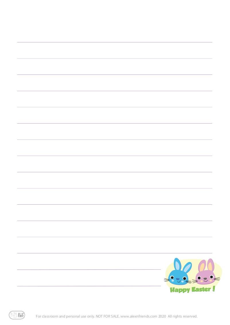 Bunnies (with envelope). Printable stationery for Easter for kids. Little bunny.