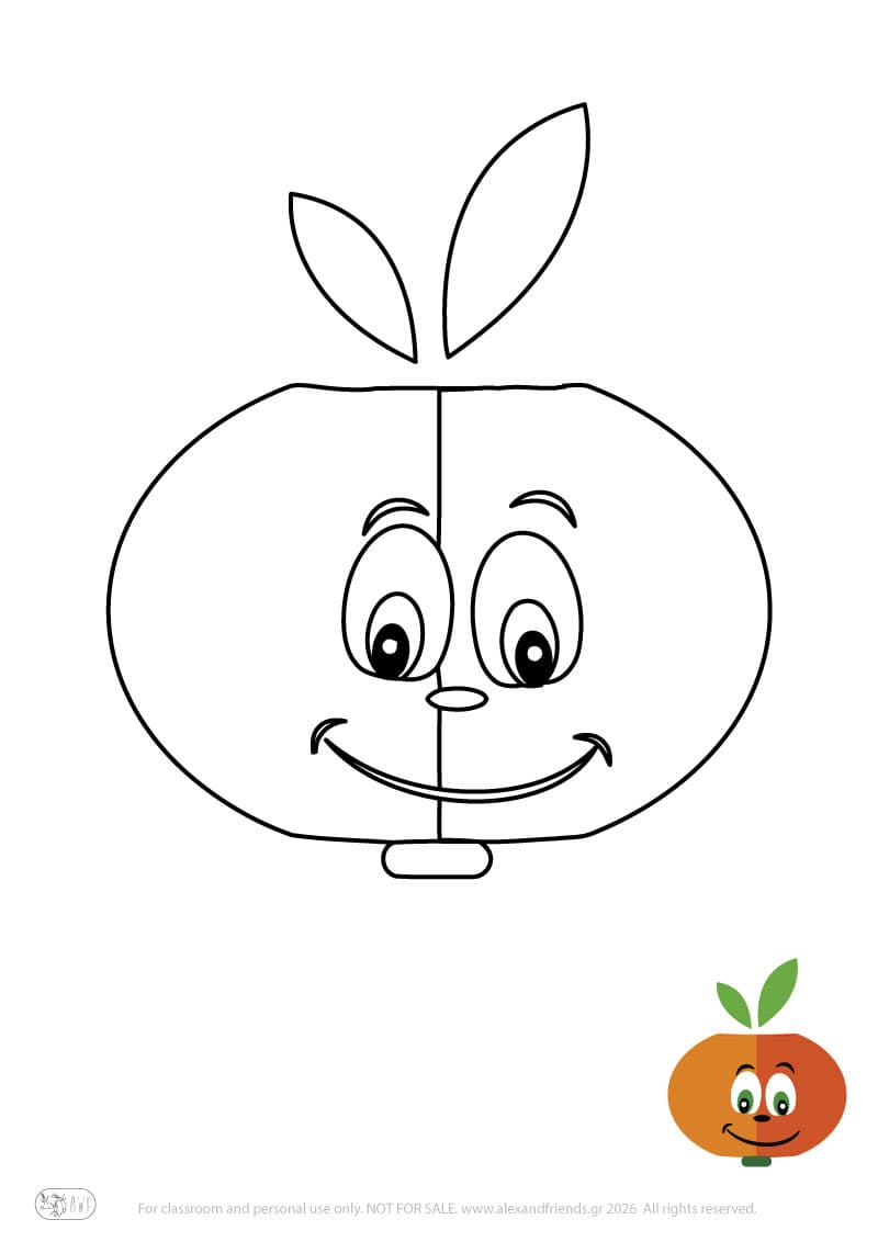 Learning activity for kids. Free printable coloring page of an orange