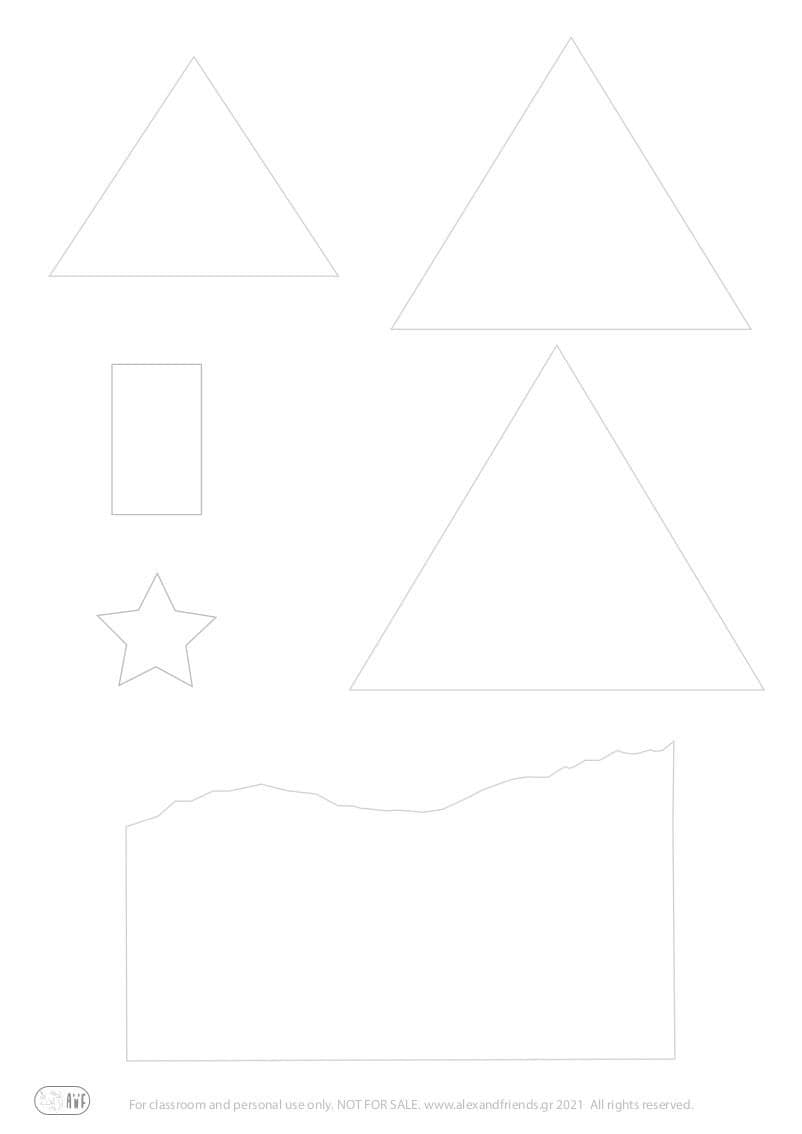 Free printable craft for kids for the holidays. Christmas and New Year's. Scrap Christmas tree card.