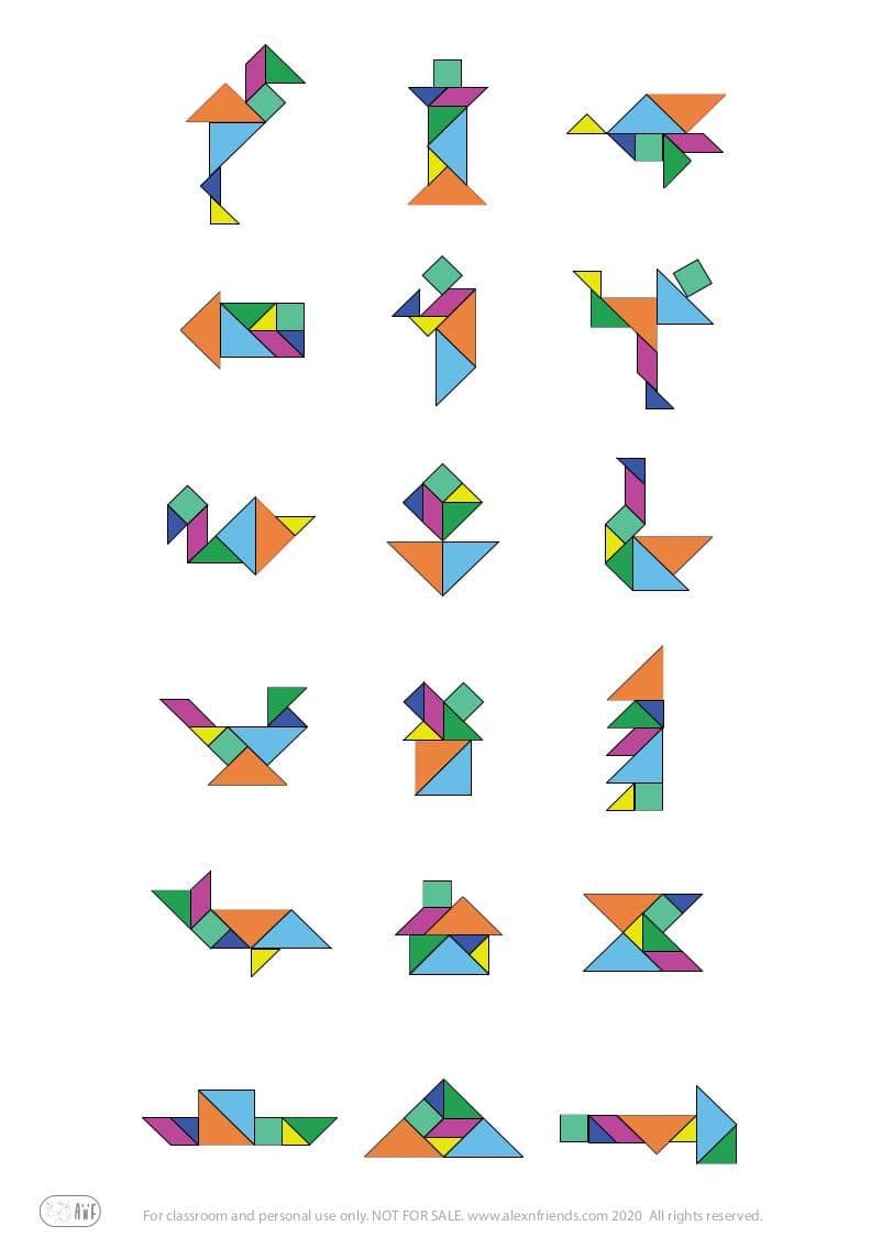 Tangram game for preschoolers. Picture examples.