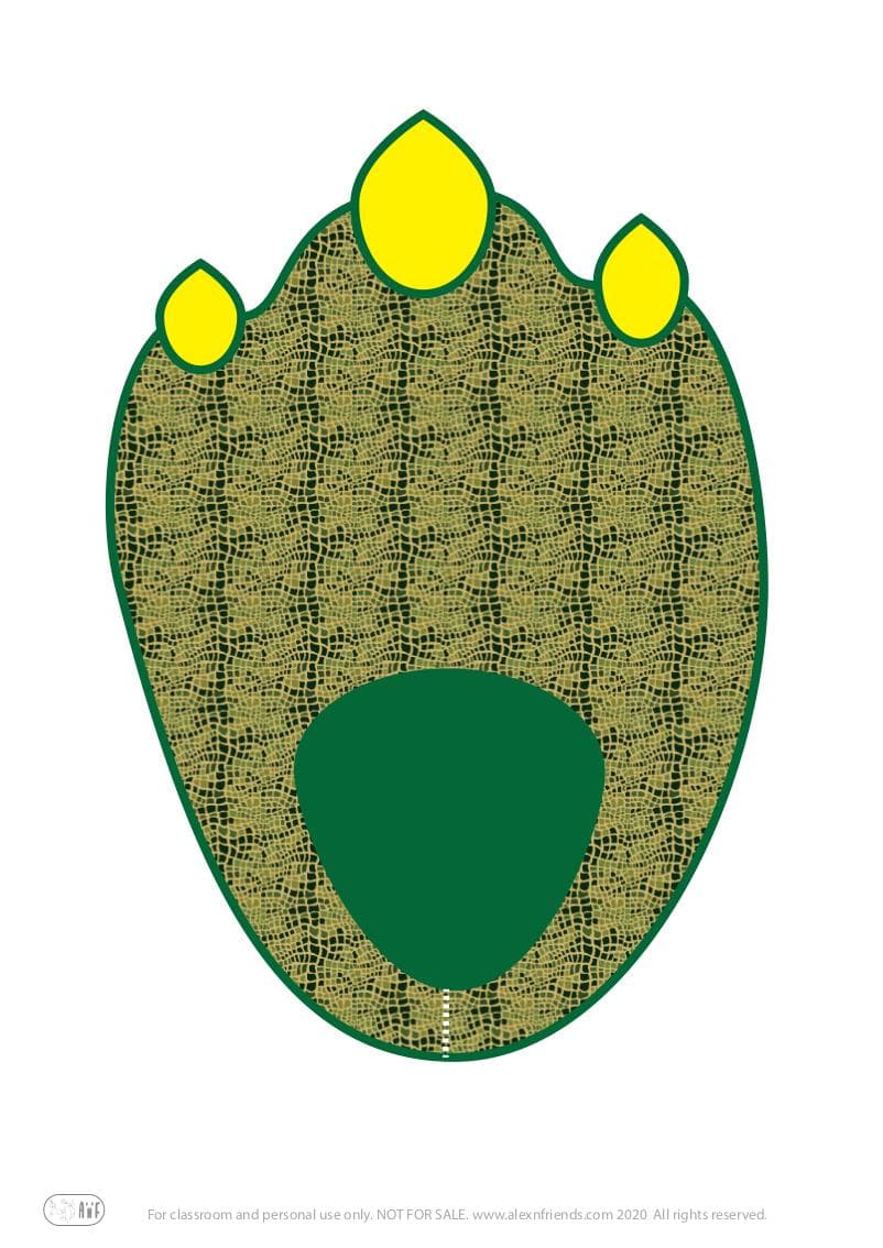 Δωρεάν εκτυπώσιμη χειροτεχνία για τις Απόκριες για παιδιά. Δεξί πόδι δεινόσαυρου. 