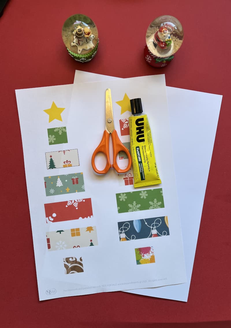 Christmas Card from Colorful Paper Pieces