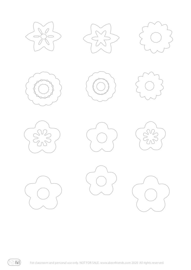 Χειροτεχνία κάρτα με λουλούδια ή καρδιές για την γιορτή της μητέρας για παιδιά προσχολικής ηλικίας με δωρεάν εκτυπώσιμο υλικό. Μαυρόασπρα λουλούδια.