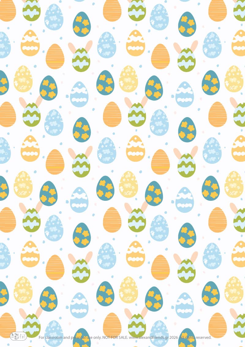 Πολύχρωμα αυγουλάκια. Δωρεάν εκτυπώσιμο χαρτί περιτυλίγματος για το Πάσχα με Πασχαλινά και ανοιξιάτικα μοτίβα.