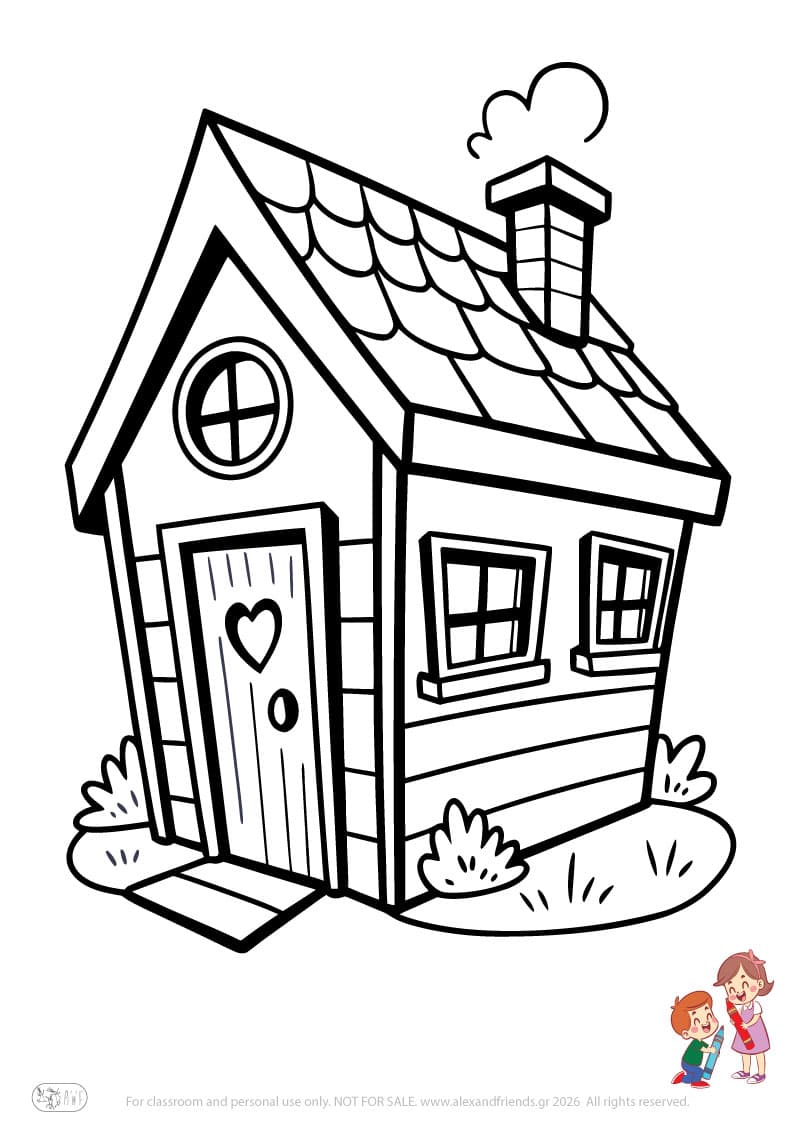 House. Simple coloring page printable for toddlers and preschoolers