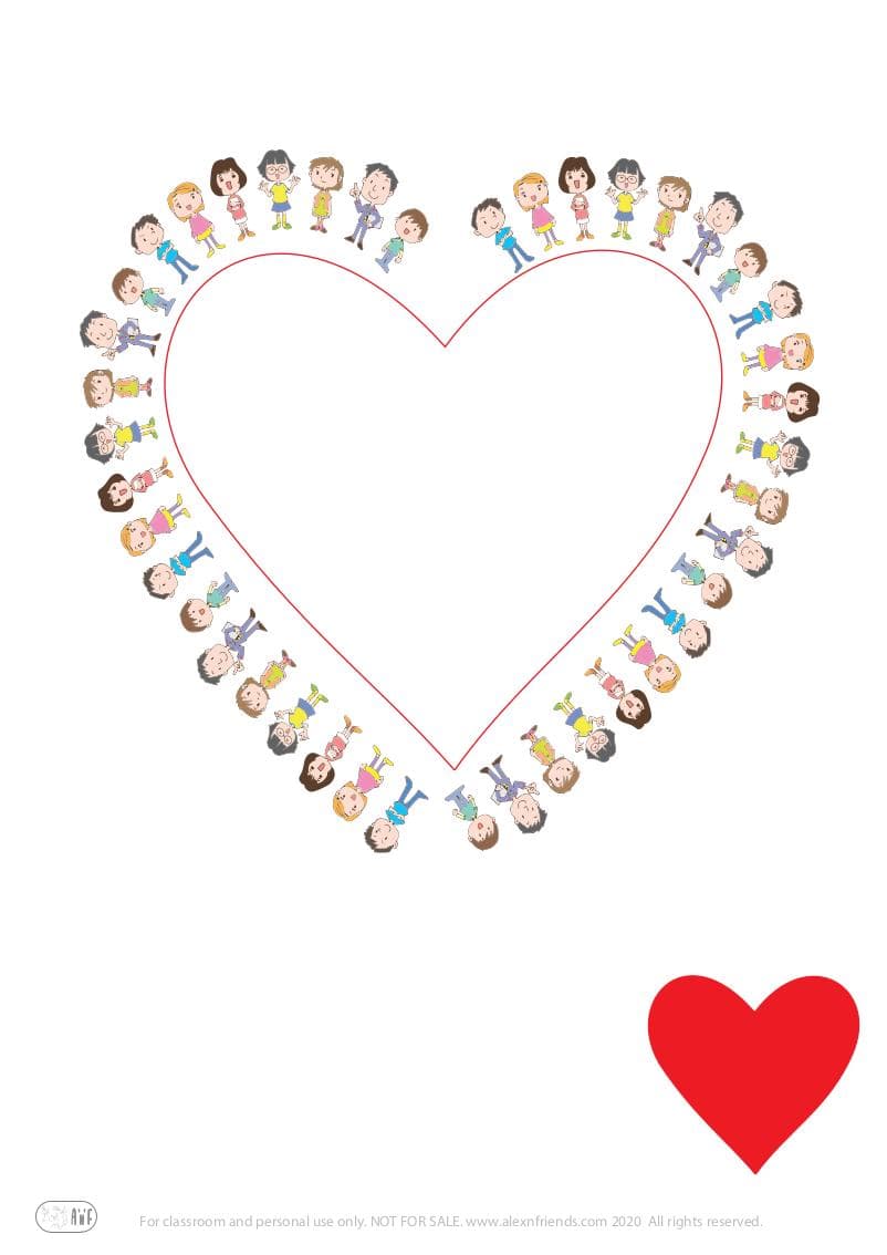 Free coloring page for kids. Learning shapes and colors. Red heart.