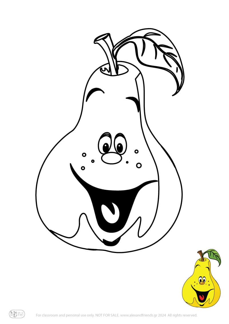 Learning activity for kids. Free printable coloring page of pear
