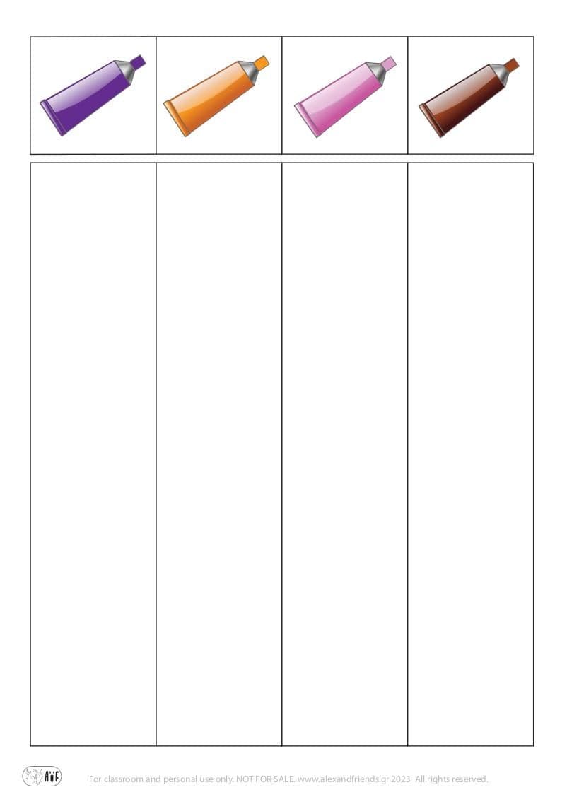 Learning the colors orange pink purple brown