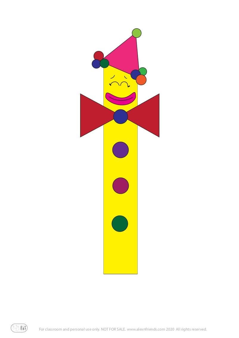 Δωρεάν εκτυπώσιμη χειροτεχνία για τις Απόκριες για παιδιά. Χαρούμενος κλόουν. 