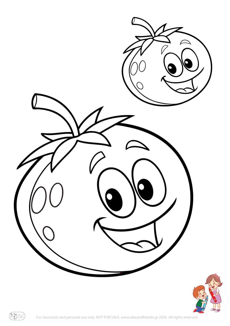 Tomato. Simple coloring page printable for toddlers and preschoolers