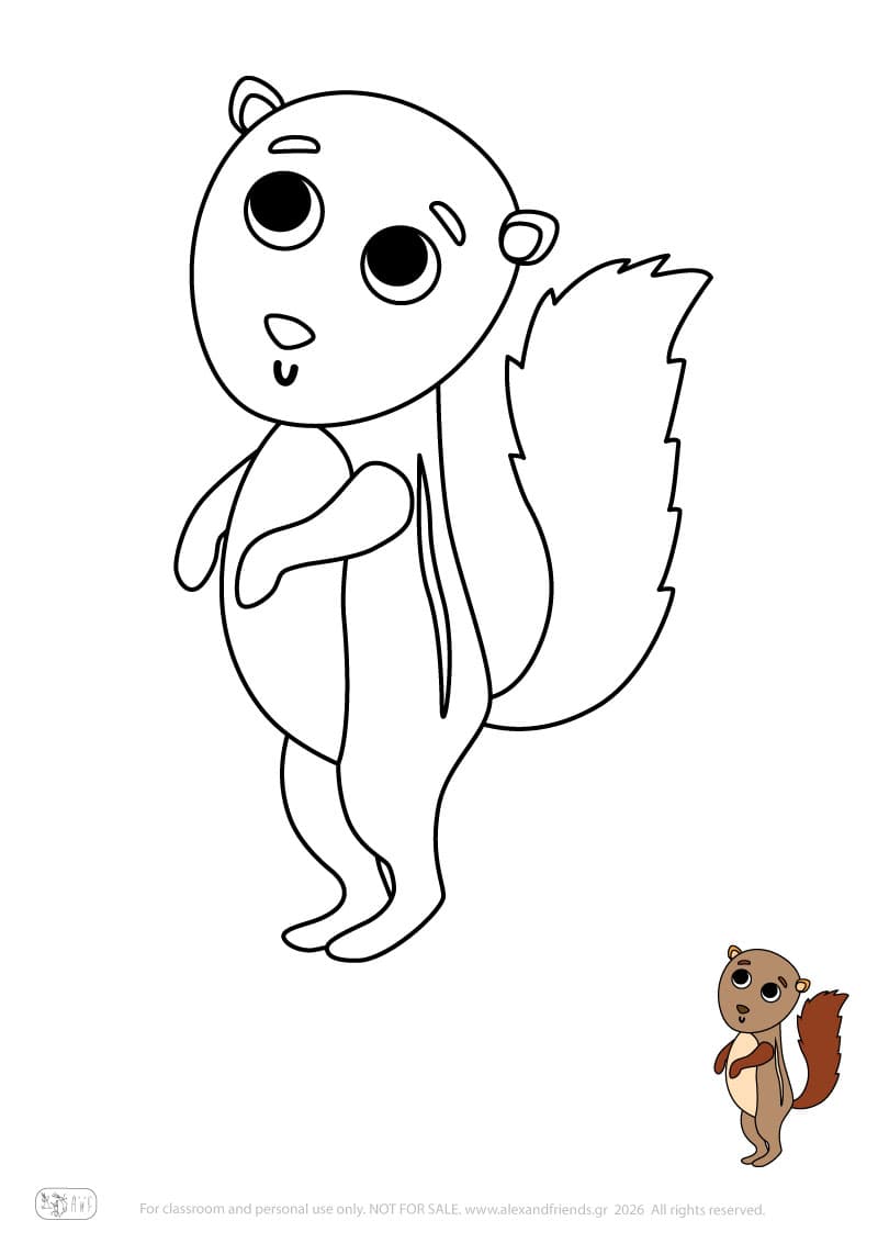 Squirrel. Printable animal coloring pages for preschoolers collection – Alex'n'Friends