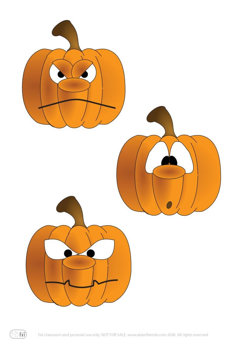 Halloween. Free printable craft for preschoolers. Decorative pumpkins.