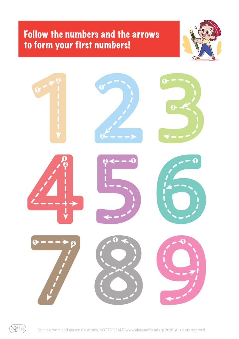 Learning the numbers. Printable worksheets and activities that help kids practice number recognition and early math skills.