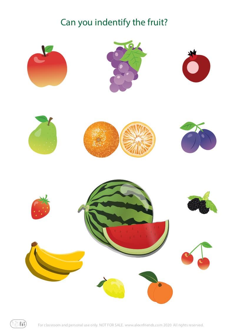 Educational play for preschoolers. Identify the fruit.