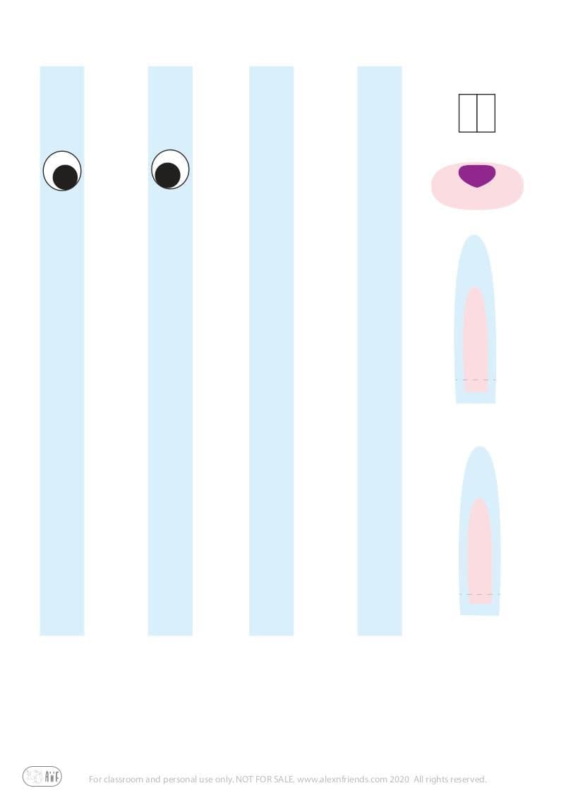 Easy Easter craft for kids with free printable material. Bunnies.