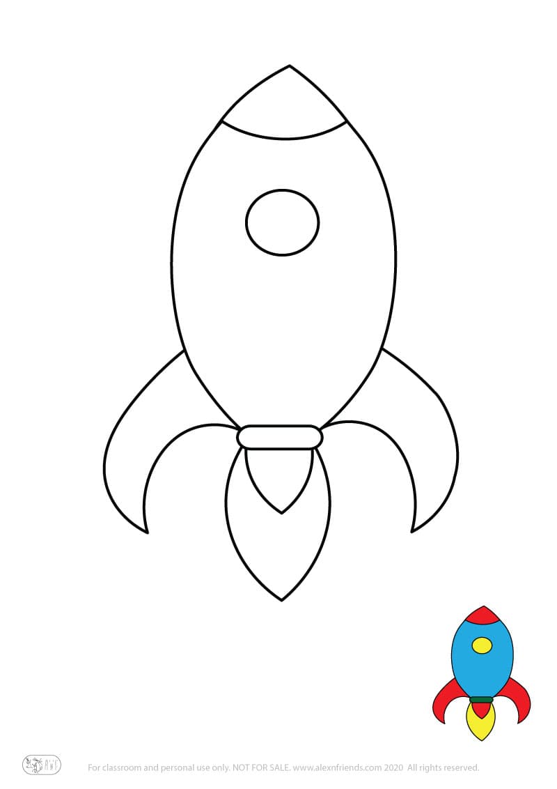 Εκπαιδευτική δραστηριότητα για παιδιά. Δωρεάν εκτυπώσιμο φύλλο ζωγραφικής με πύραυλο