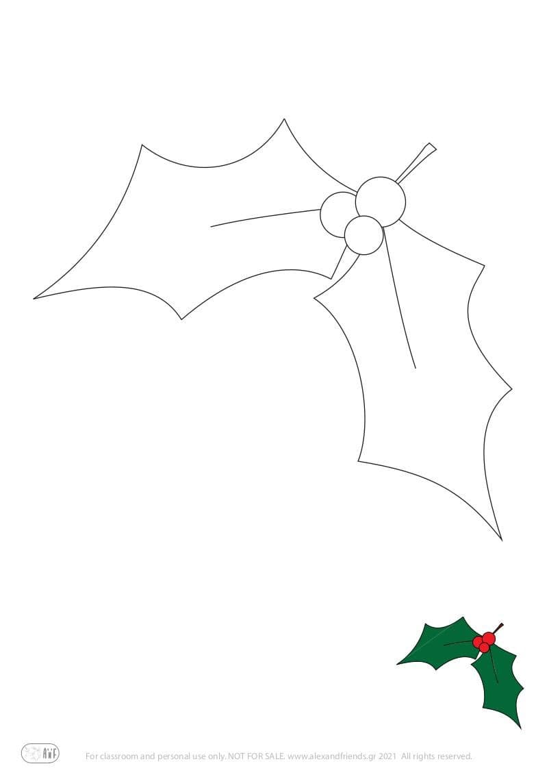 Free printable holiday coloring page for kids. Christmas and New Year. Mistletoe.