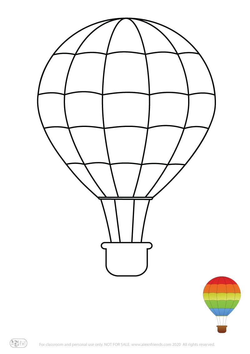 Εκπαιδευτική δραστηριότητα για παιδιά. Δωρεάν εκτυπώσιμο φύλλο ζωγραφικής με αερόστατο